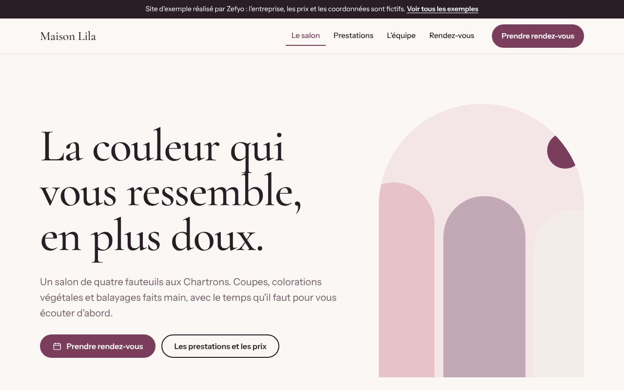 Page d'accueil de l'exemple Maison Lila