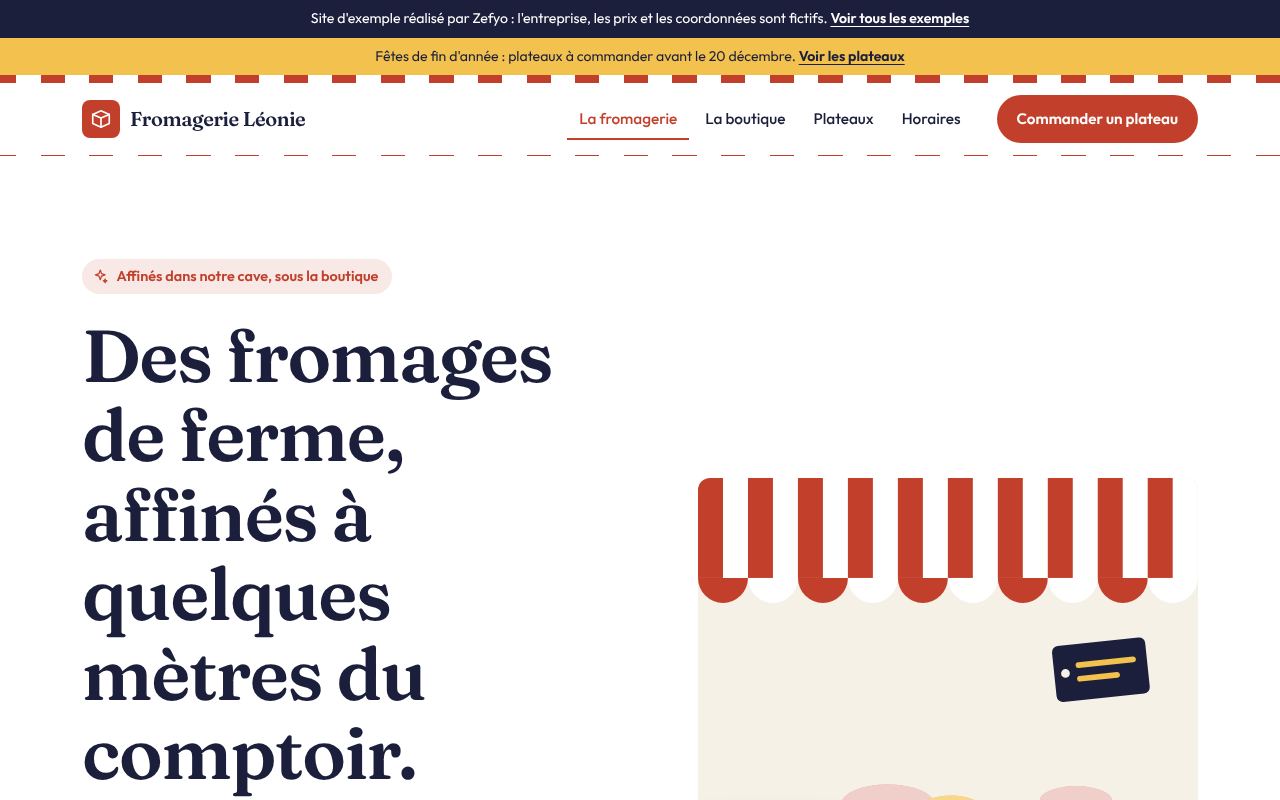 Home page of the Fromagerie Léonie example