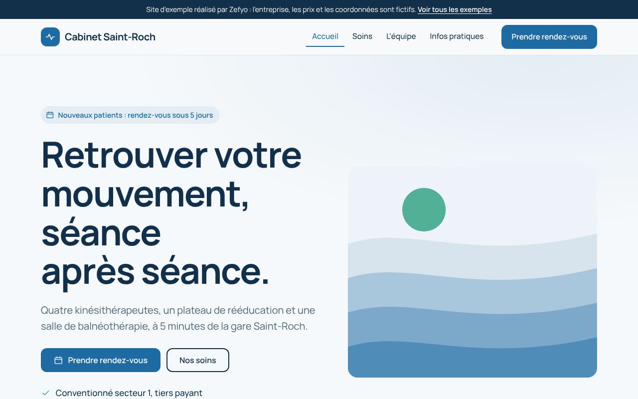 Page d'accueil de l'exemple Cabinet Saint-Roch